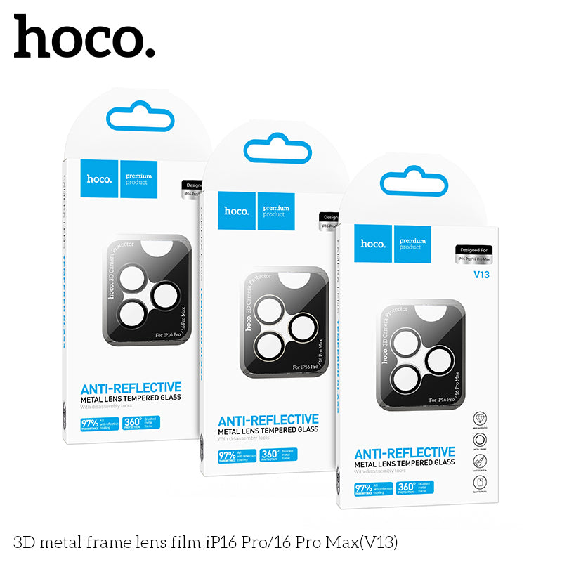 HOCO 3D metal frame lens film iP16 Pro/16 Pro Max(V13) - Black