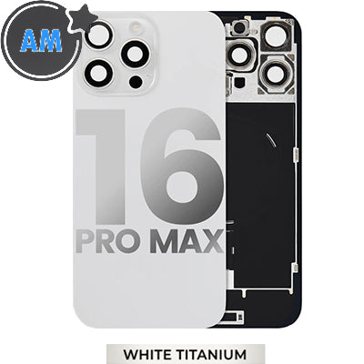 Iphone 16 Pro Max Back Glass With Camera Lens + Magnet + Wireless Flex Charger + Adhesive Aftermarket White Titanium