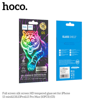 HOCO G5 Full Silk Screen HD Tempered Glass Screen Protector For iP14/13/13Pro - 10 Pack