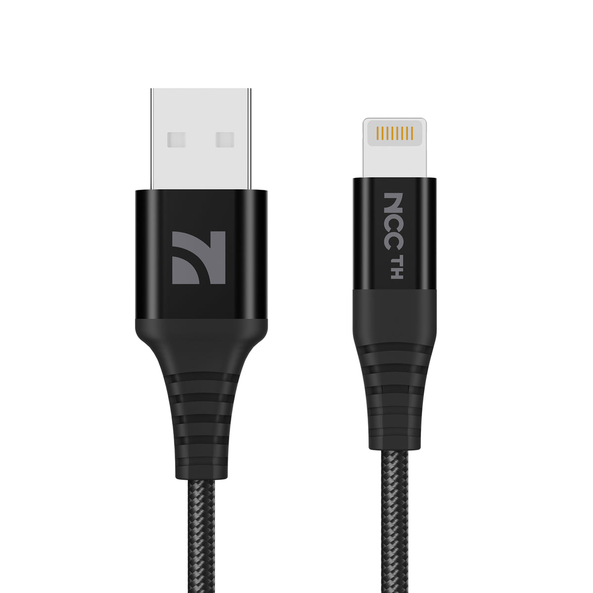 NCC XC-1312 USB-A to Lightning 2A 2M Braided Aluminium Cable - Black