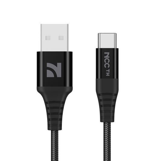 NCC XC-1311 USB-A to USB-C 2A 2M Braided Aluminium Cable - Black
