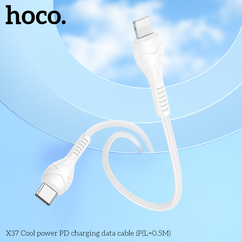 HOCO X37 Cool power charging data cable for iP(L=0.5M) White