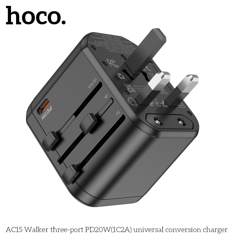 HOCO AC15 Walker three-port PD20W 1C2A universal Charger wholesale mobile accessory