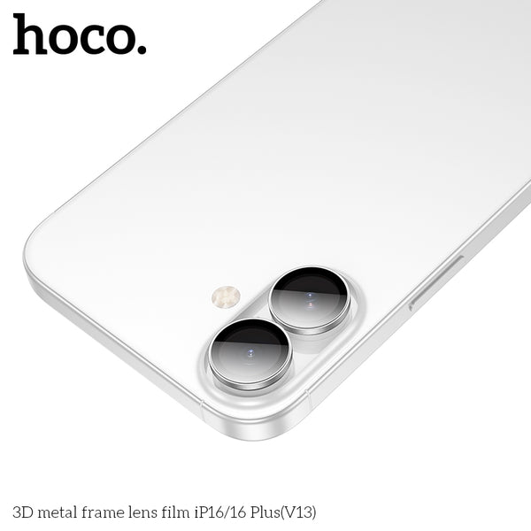 HOCO 3D metal frame lens film iP16/16 Plus(V13) - Silver