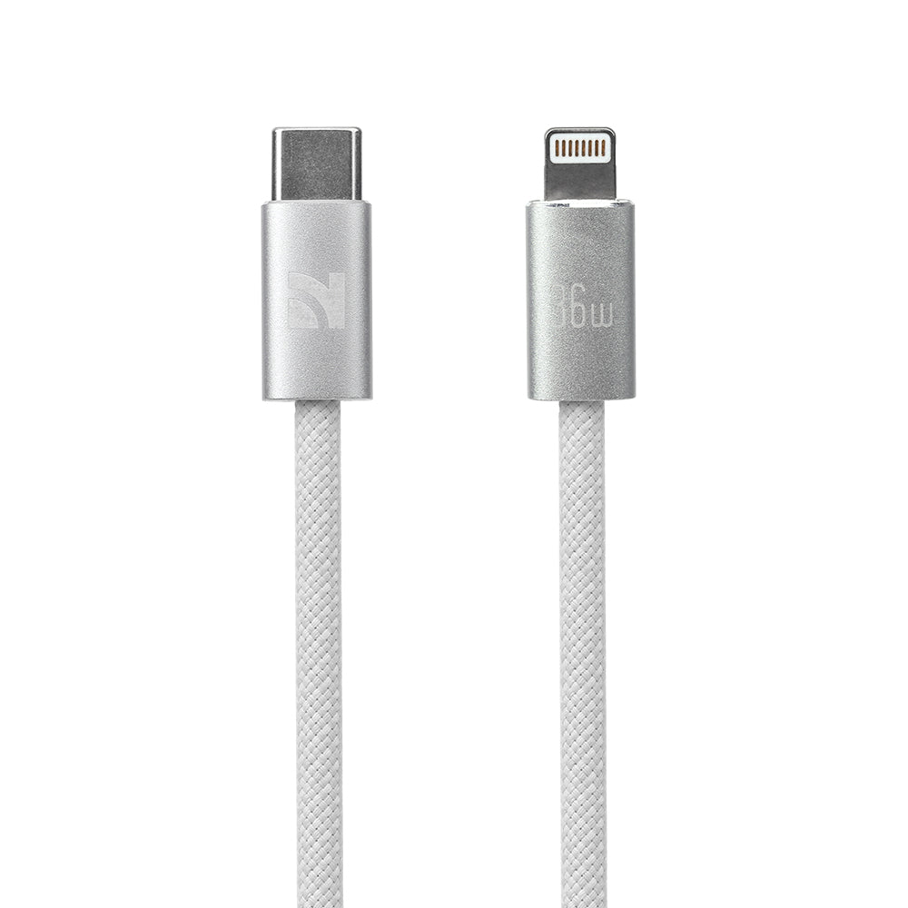 NCC XC-0112 USB-C To Lightning 36W 1.2M Braided & Aluminium Case - White