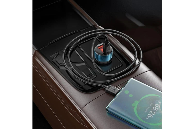 HOCO Z50 Leader 48W dual-port PD30W+QC3.0 car charger with digital display