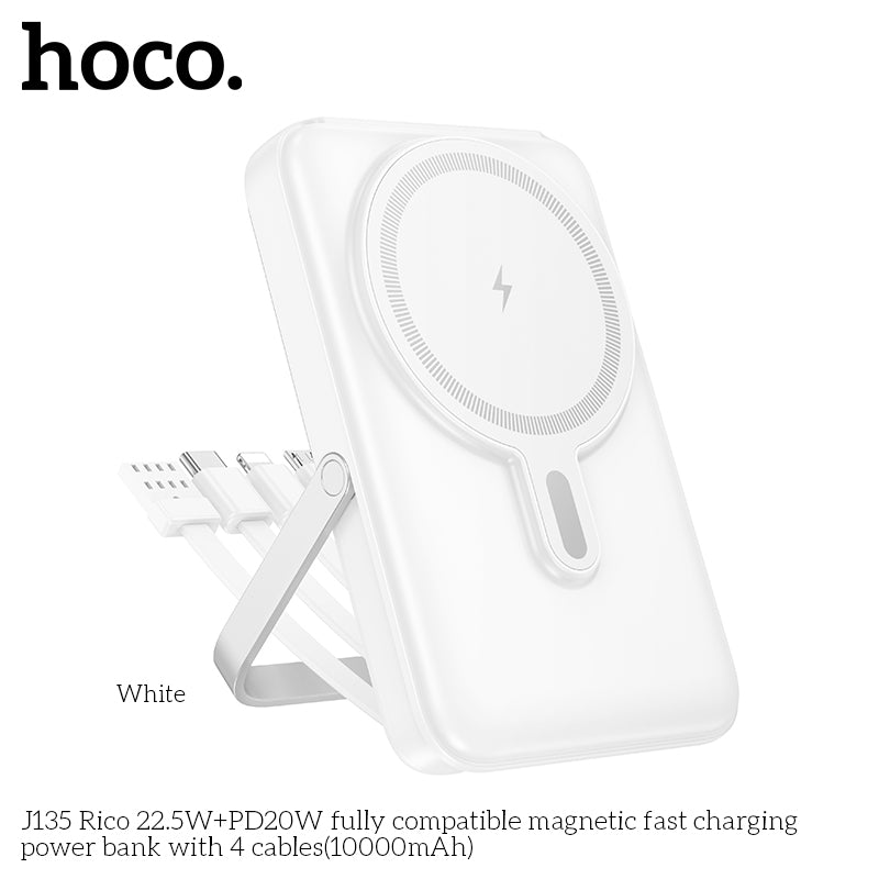 J135 Rico 22.5W+PD20W 10000mAh MagSafe + 4 Cables + Power Bank wholesale mobile accessory