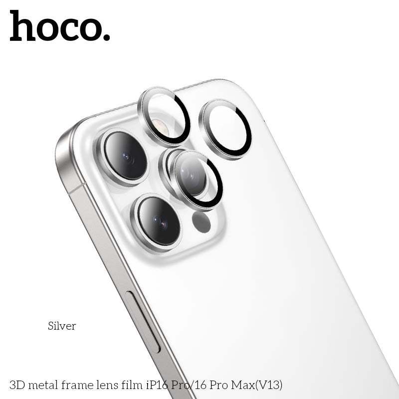 HOCO 3D metal frame lens film iP16 Pro/16 Pro Max(V13) - Titanium Gold