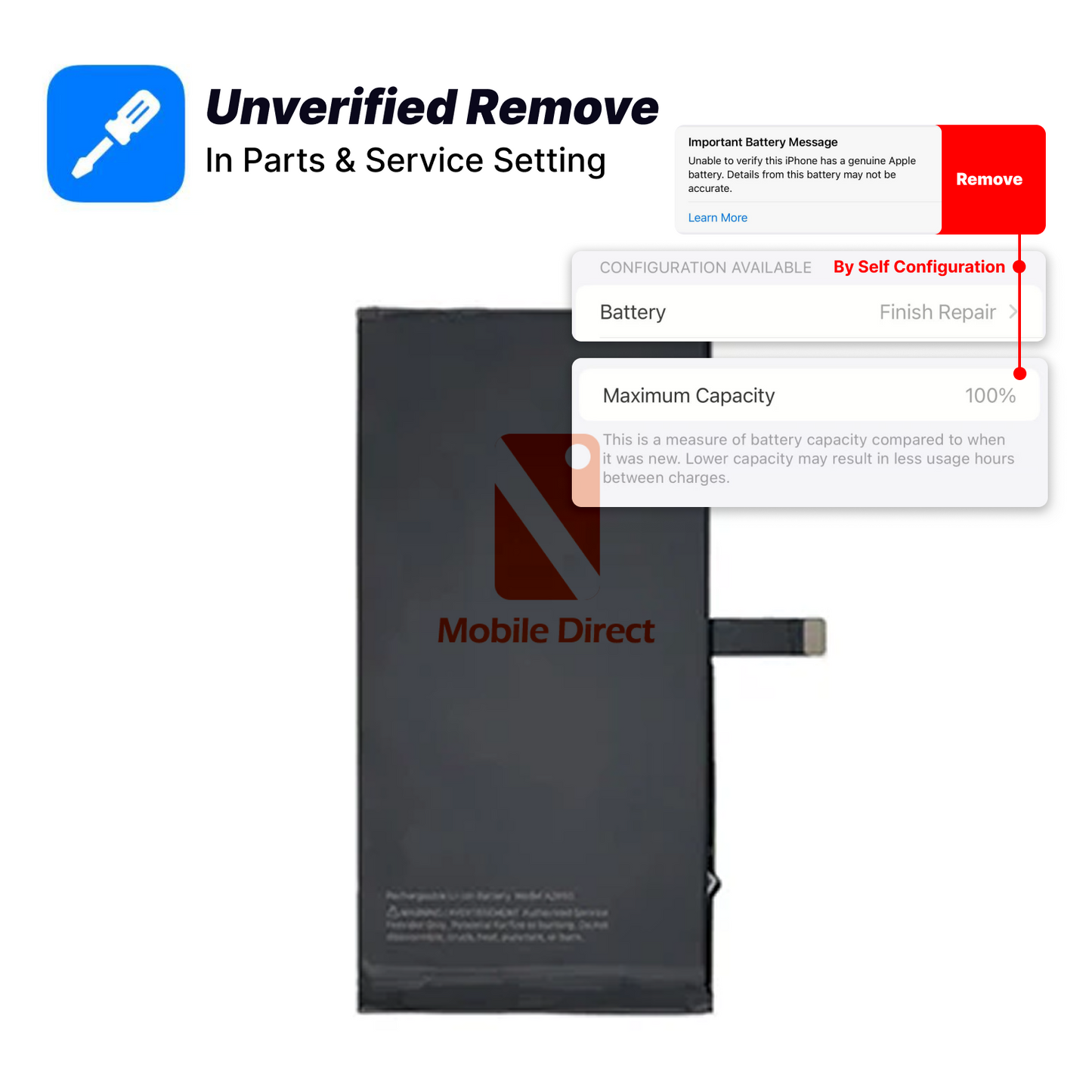iPhone 15 Plus Replacement Battery - Self Configuration replacement battery repair part