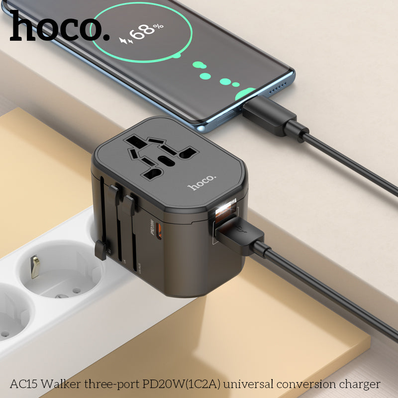 HOCO AC15 Walker three-port PD20W 1C2A universal Charger wholesale mobile accessory