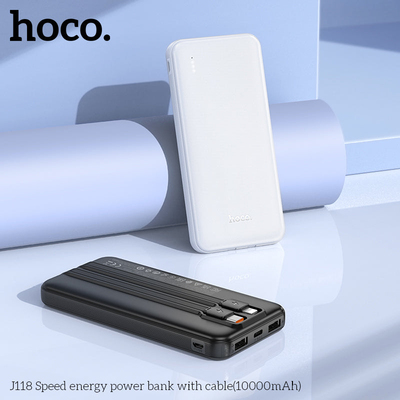 Hoco J118 Speed energy power bank with cable 10000mAh - Black wholesale mobile accessory
