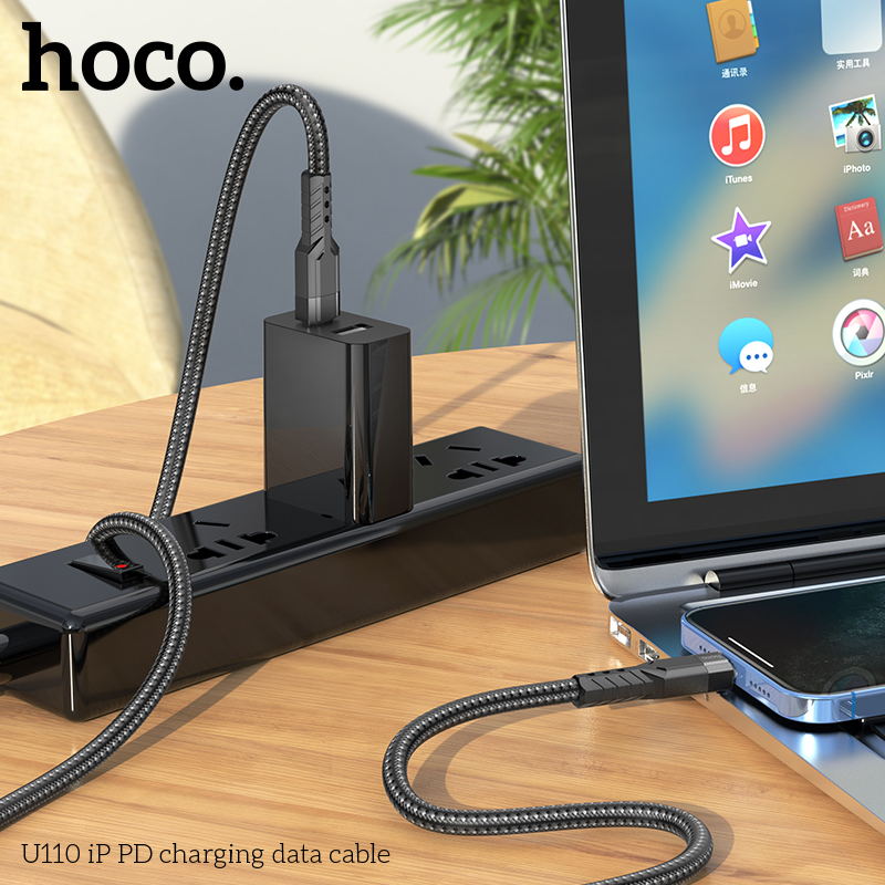HOCO U110 iP PD charging data cable Black