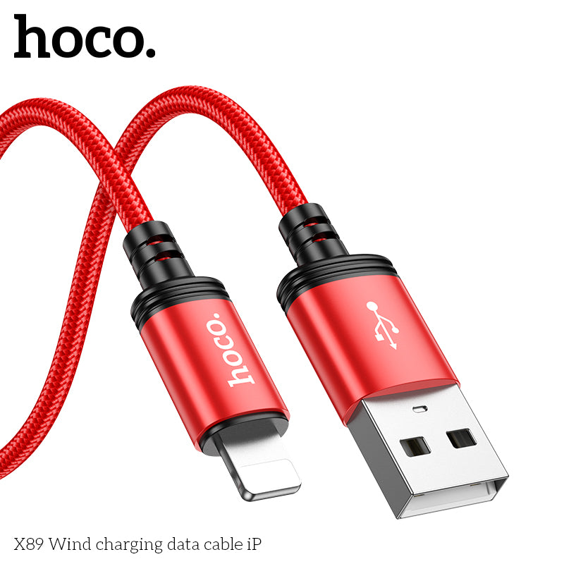 Hoco X89 Wind charging data cable iP - Black