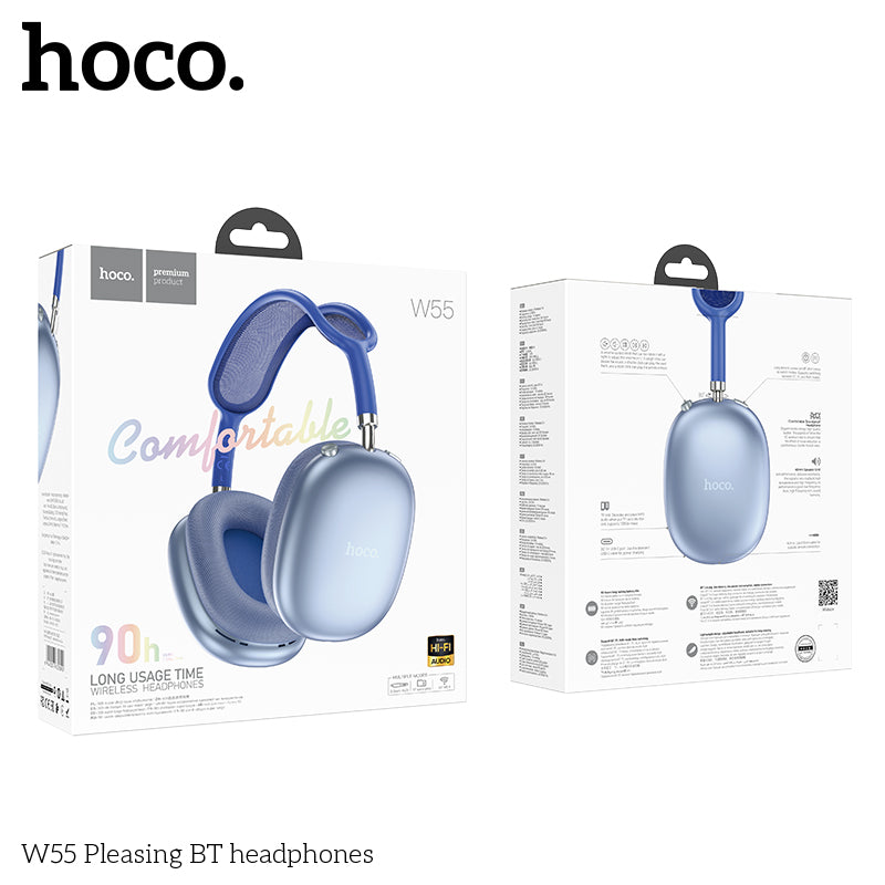 Hoco W55 Plus Happiness ANC noise reduction BT headphones - Silver