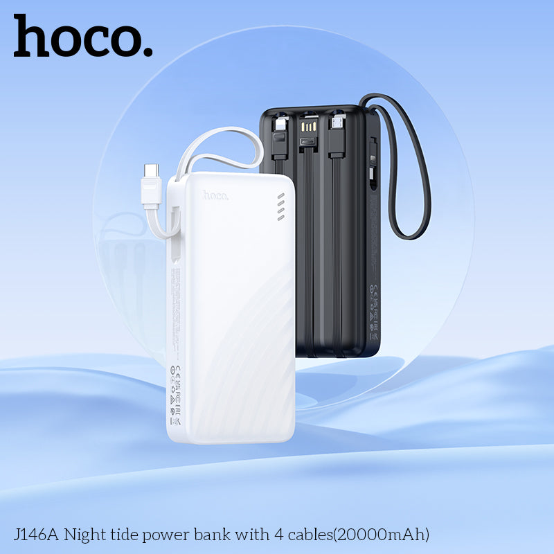 J146A Night tide 20000mAh with 4 cables power bank wholesale mobile accessory