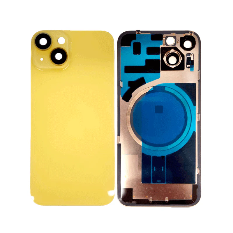 Iphone 14 Back Glass With Camera Lens And Magnet And Adhesive  OEM - Yellow