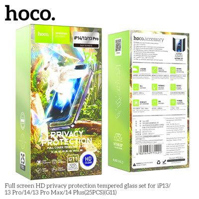 Hoco G11 Full Screen HD Privacy Protection Tempered Glass Screen Protector for iP14/13/13Pro