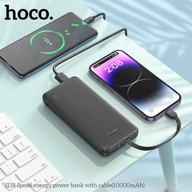 Hoco J118 Speed energy power bank with cable 10000mAh - Black wholesale mobile accessory