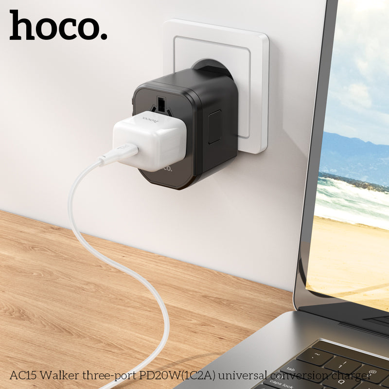 HOCO AC15 Walker three-port PD20W 1C2A universal Charger wholesale mobile accessory