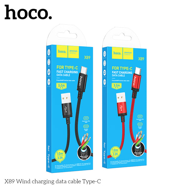 Hoco X89 Wind charging data cable Type-C - Black