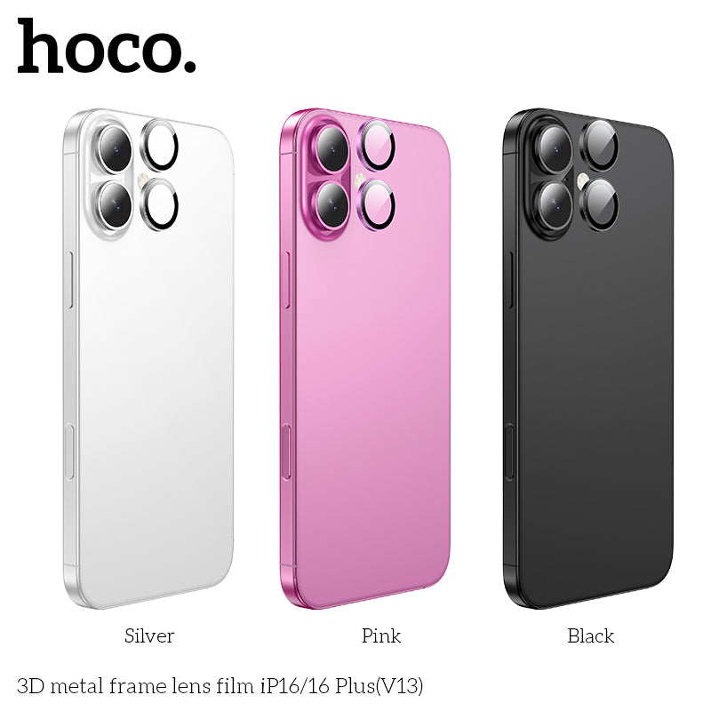 HOCO 3D metal frame lens film iP16/16 Plus(V13) - Pink