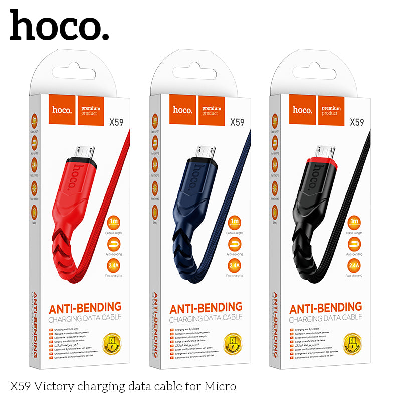 HOCO X59 Victory charging data cable for Micro Blue