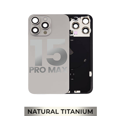 Iphone 15 Pro Max Back Glass With Camera Lens + Magnet + Wireless Flex Charger + Adhesive OEM Natural Titanium