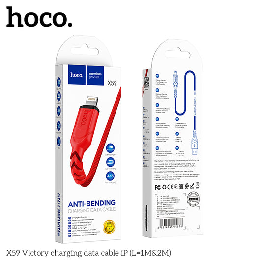 HOCO X59 Victory charging data cable iP(L=2M) Black
