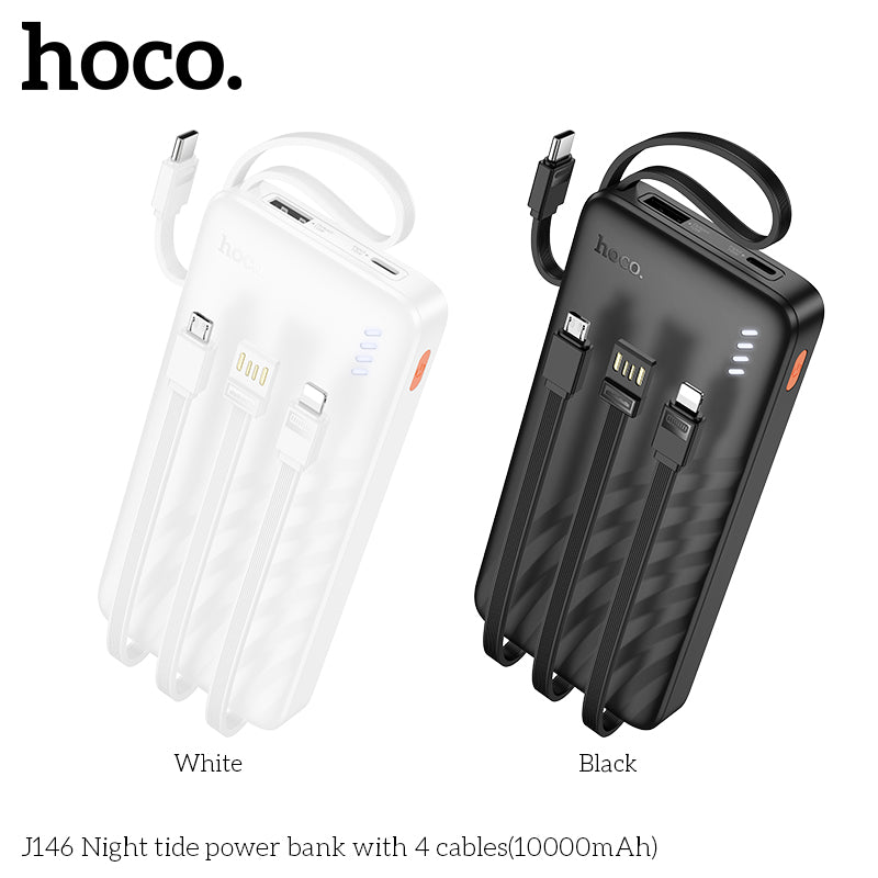 J146 Night tide 10000mAh with 4 cables power bank wholesale mobile accessory