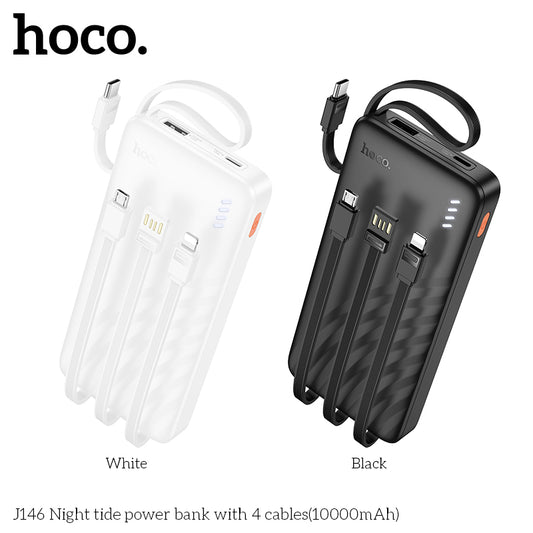 J146 Night tide 10000mAh with 4 cables power bank wholesale mobile accessory