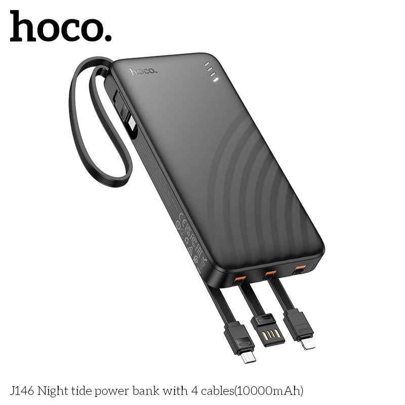 J146 Night tide 10000mAh with 4 cables power bank wholesale mobile accessory