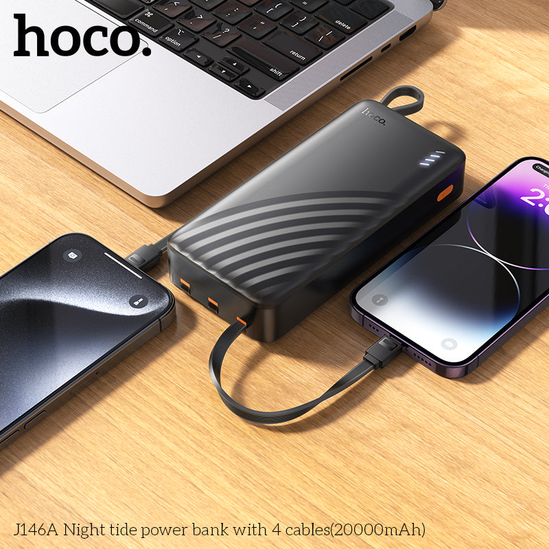 J146A Night tide 20000mAh with 4 cables power bank wholesale mobile accessory