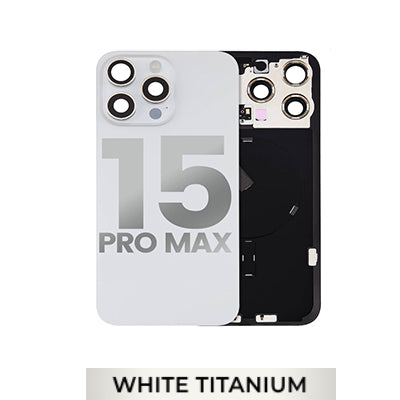 Iphone 15 Pro Max Back Glass With Camera Lens + Magnet + Wireless Flex Charger + Adhesive OEM White Titanium