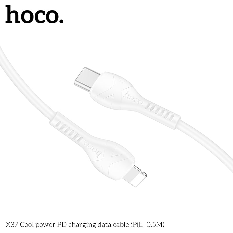 HOCO X37 Cool power charging data cable for iP(L=0.5M) White