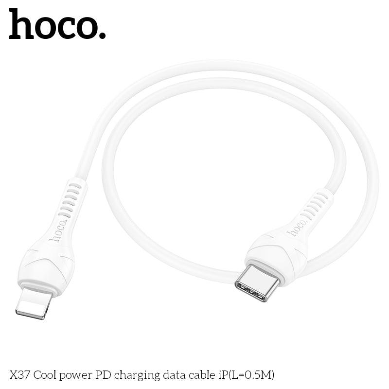 HOCO X37 Cool power PD charging data cable iP(L=0.5M) White