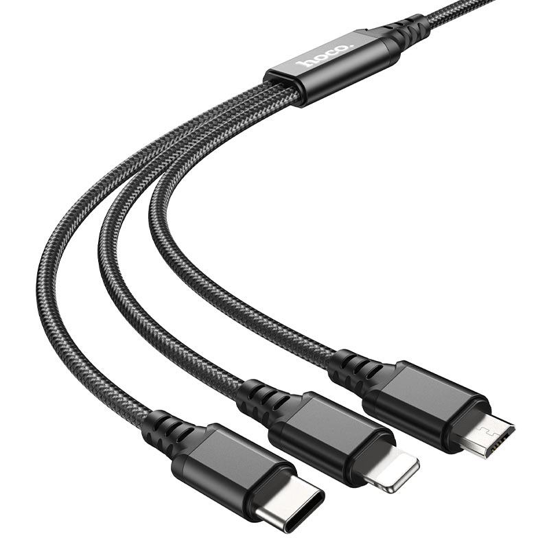 Hoco X76 3-in-1 Super charging cable(iP+Type-C+Micro)