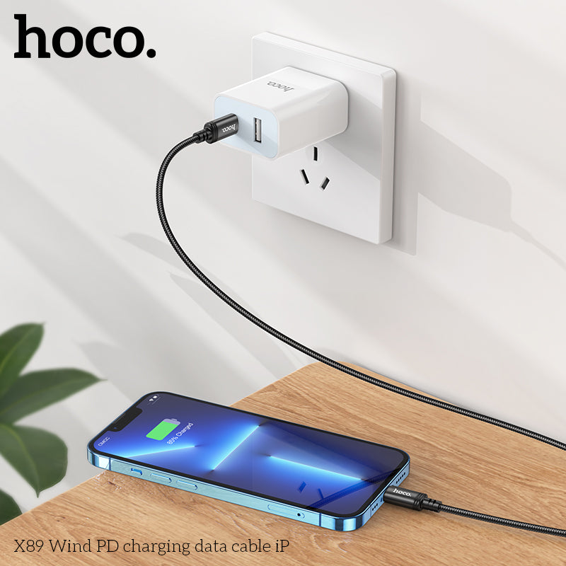 Hoco X89 Wind PD charging data cable iP Black