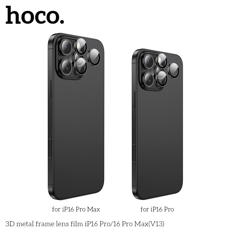 HOCO 3D metal frame lens film iP16 Pro/16 Pro Max(V13) - Titanium Gold