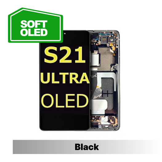 Samsung Galaxy S21 Ultra Compatible Amoled Assembly - Soft Oled Aftermarket - Black