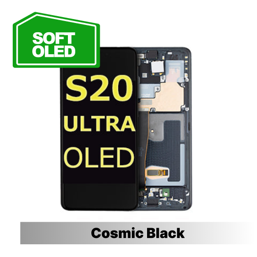 Samsung Galaxy S20 Ultra Compatible Amoled Assembly - Soft Oled Aftermarket - Cosmic Black