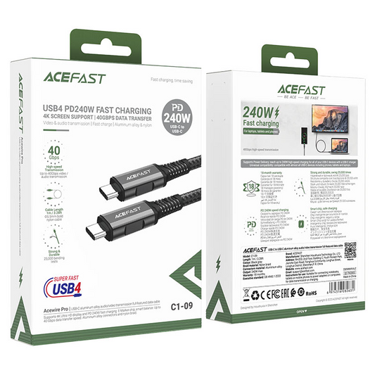Ace Fast C1-09 Type-C to C silicone braid charging data cable