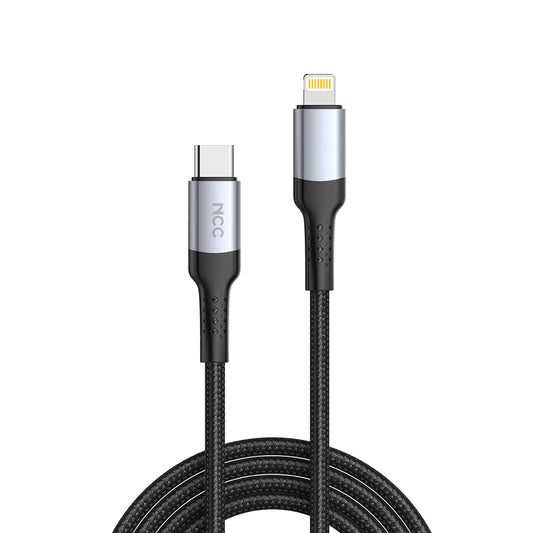 NCC D121CL USB-C To Lightning 36W 1.2M Braided & Aluminium Shell - Black