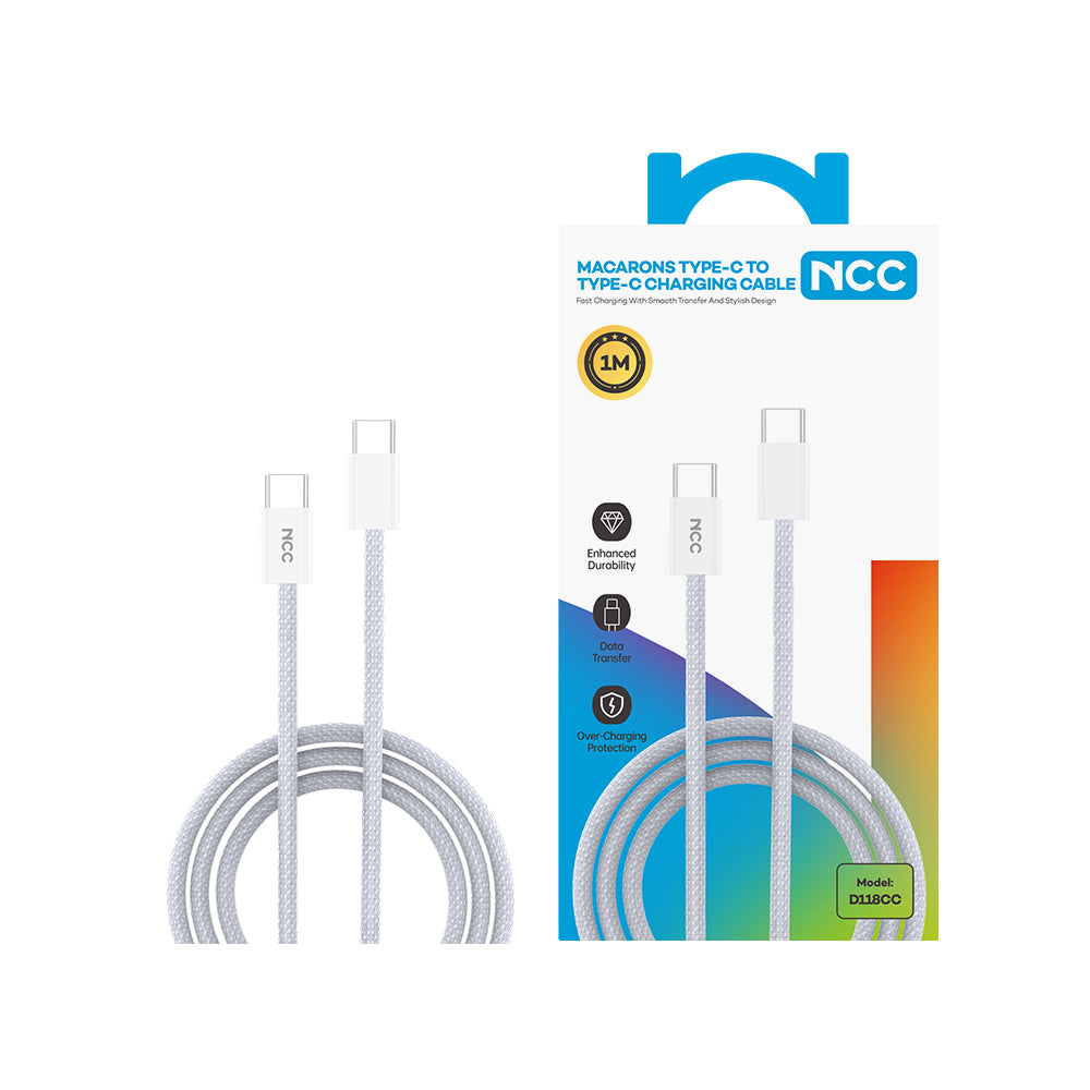 NCC D118CC USB-C to USB-C 60W 1.2M charging cable, white
