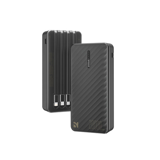 NCC DY-0803 20000mAh 10W power bank with built-in cable, black