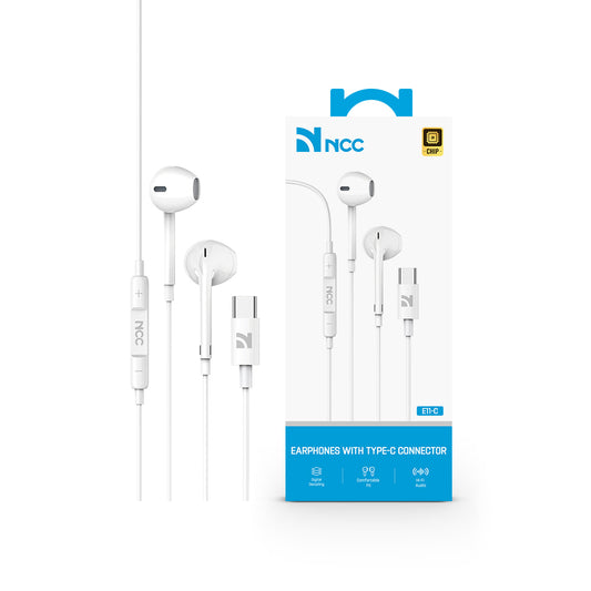 NCC E11-C wired earphones with Type-C connector, white