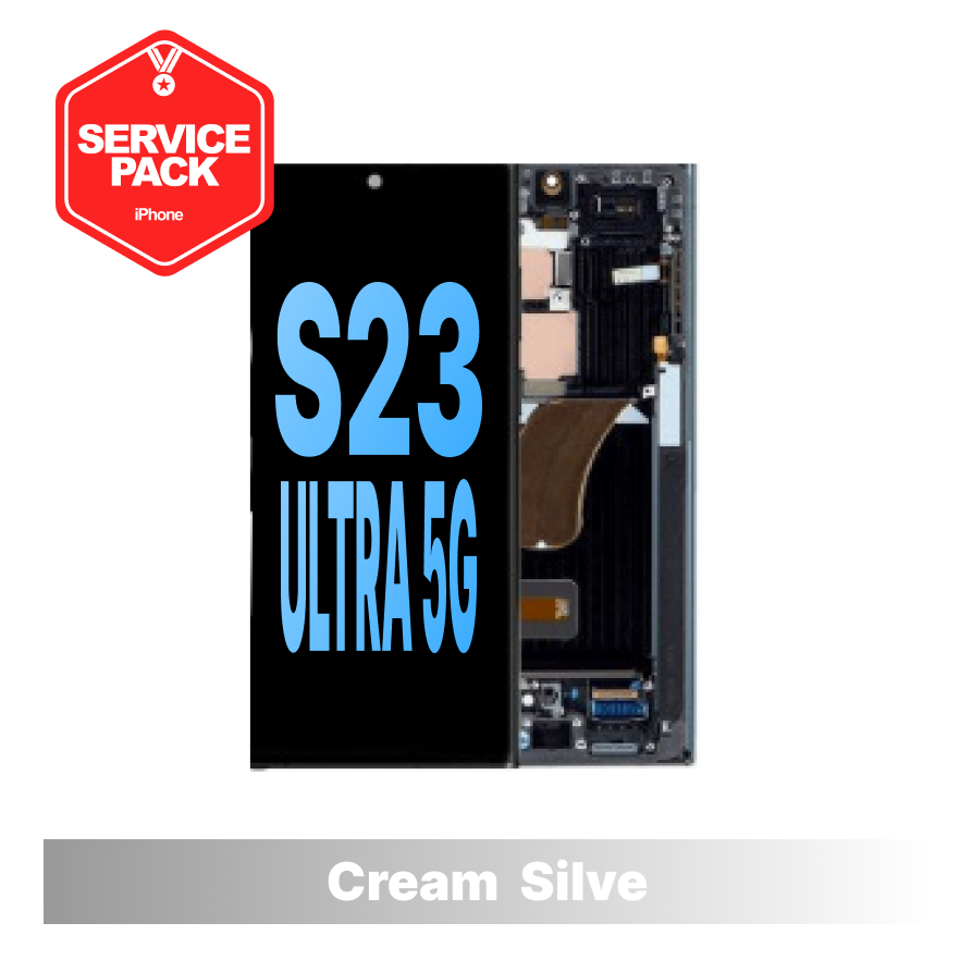 Samsung Galaxy S23 Ultra Service Pack Screen - Cream/ Silver