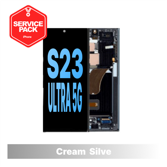 Samsung Galaxy S23 Ultra Service Pack Screen - Cream/ Silver