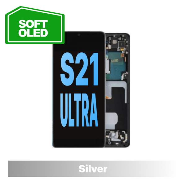 Samsung Galaxy S21 Ultra Compatible Amoled Assembly - Soft Oled Aftermarket - Silver