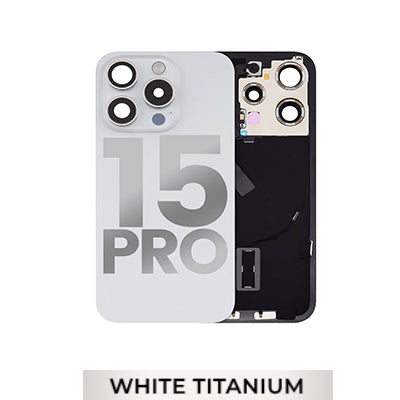 Iphone 15 Pro Back Glass With Camera Lens + Magnet + Wireless Flex Charger OEM White Titanium