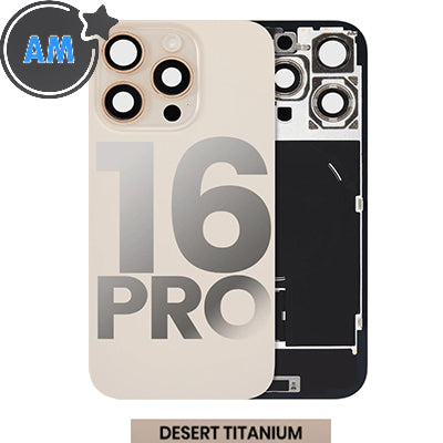 Iphone 16 Pro Back Glass With Camera Lens + Magnet + Wireless Flex Charger + Adhesive Aftermarket Desert Titanium